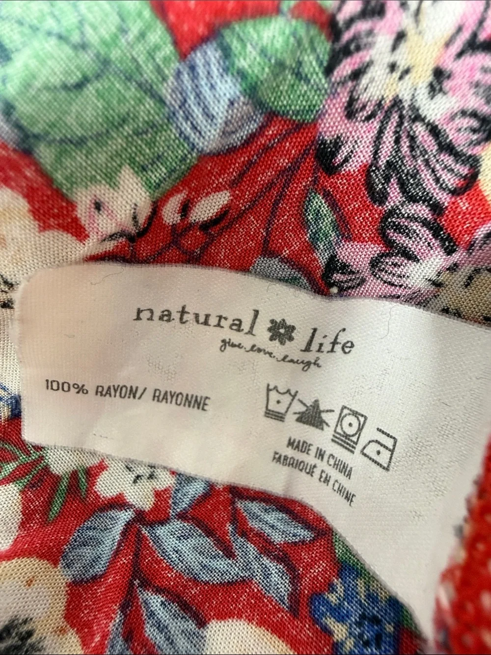 Natural Life Floral Smocked Dress Ruffle Straps Red Rayon Size Med Cottagecore - Picture 5 of 5